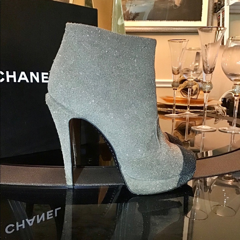 Chanel Glitter Suede Runway Booties - Picture 2 of 11
